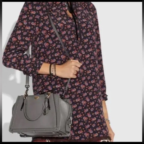 COACH Gray Dreamer Mixed Leather Satchel - Picture 1 of 10